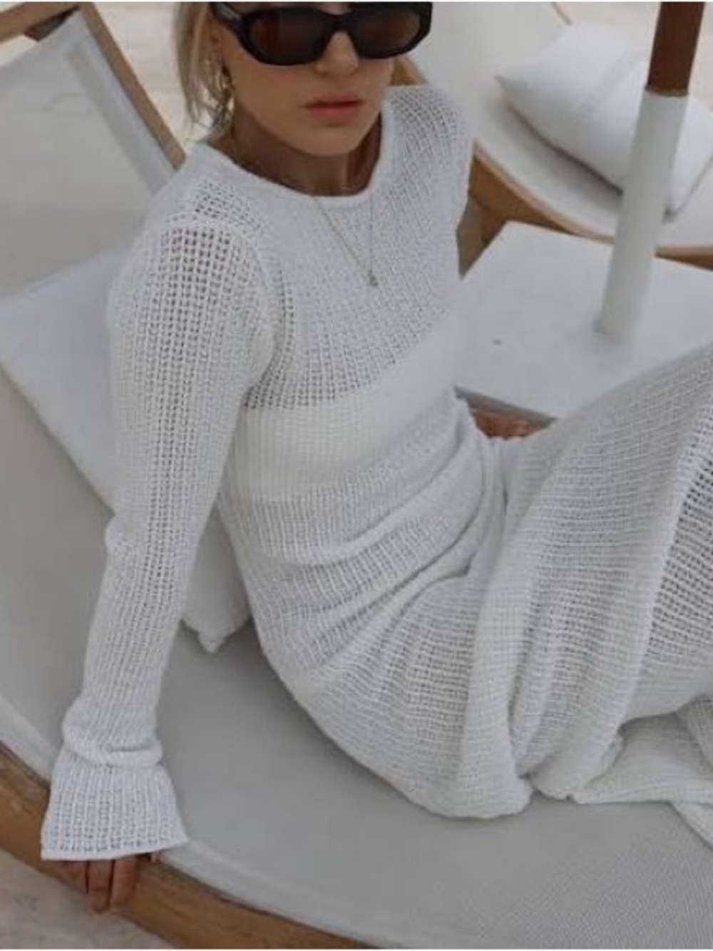 DISSH Margot Off White Crew Neck Midi Dress